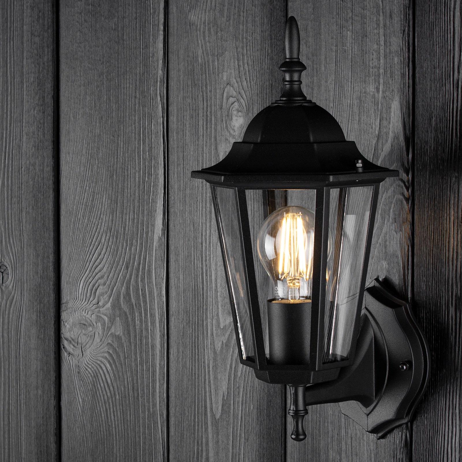 Світильник настінний фасадний Jooki Lumiled Bellis ретро-ліхтар напрям світла вгору E27 IP44 Чорний матовий (10623)