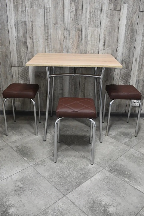 Кухонний комплект Tutty Lux Trio стіл/табурети 3 шт. 60х80х75 см Дуб Сонома/Коричневий (28374742)