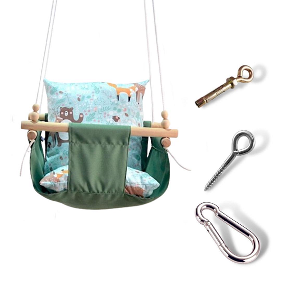 Дитяча гойдалка Infancy Звірята в лісі Оливковий (10059203)