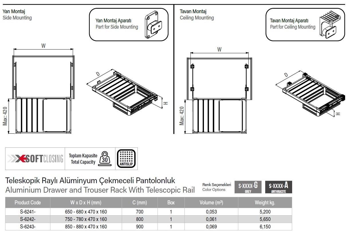 Вішалка для брюк-полиця Starax 800 мм Сірий (S-6242-G) - фото 4 Вішалка для брюк-полиця Starax 800 мм Сірий (S-6242-G) - фото 4