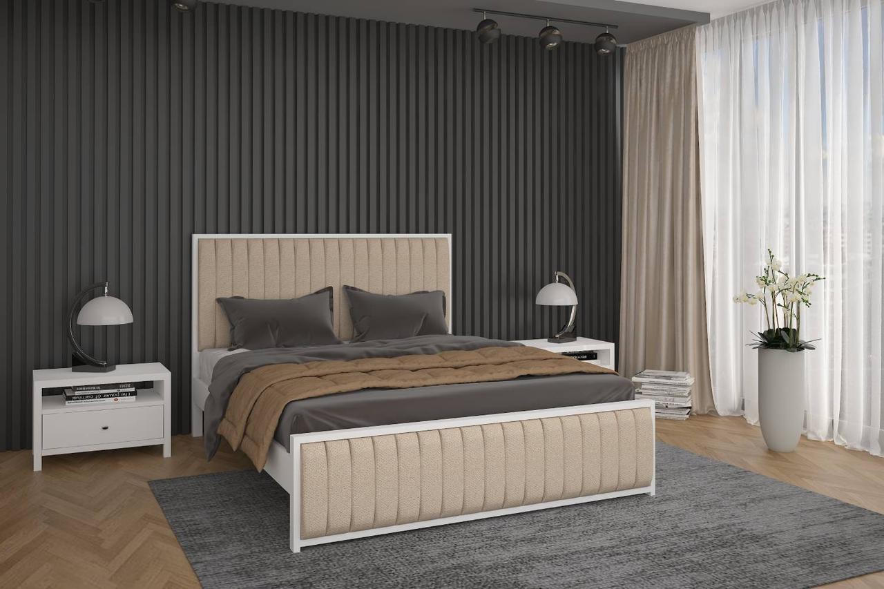 Кровать полуторная MebiGrand Вена 120х190 см Белая/Аляска 23 (DMBG-1299)