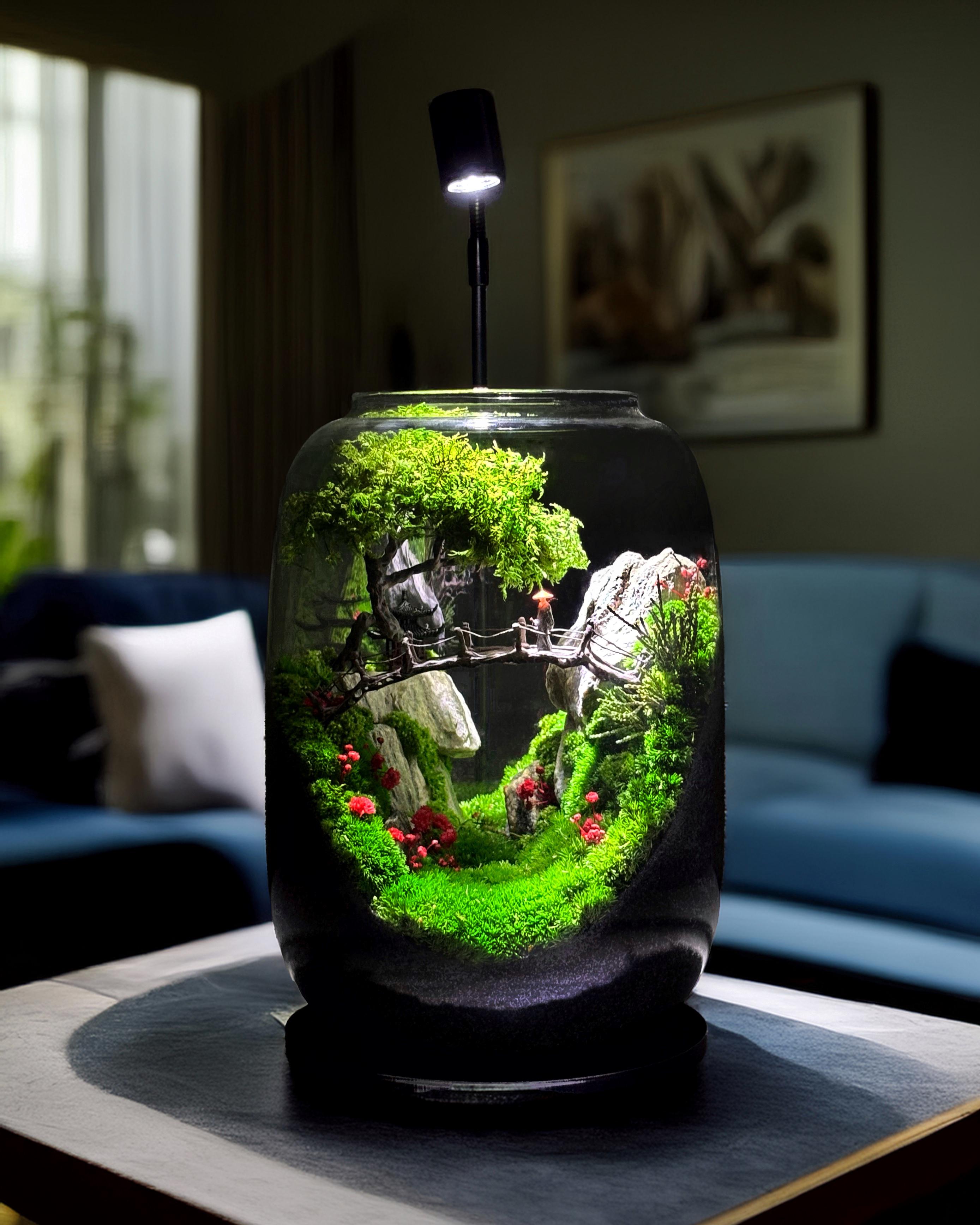 Флораріум Східний сад зі стабілізованими рослинами та лампою 30х16 см