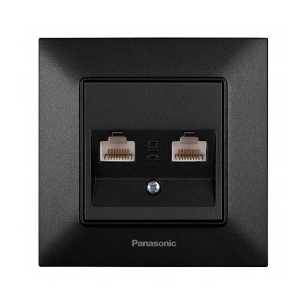 Розетка компьютерная двойная Panasonic Arkedia Slim Черный (24756209)