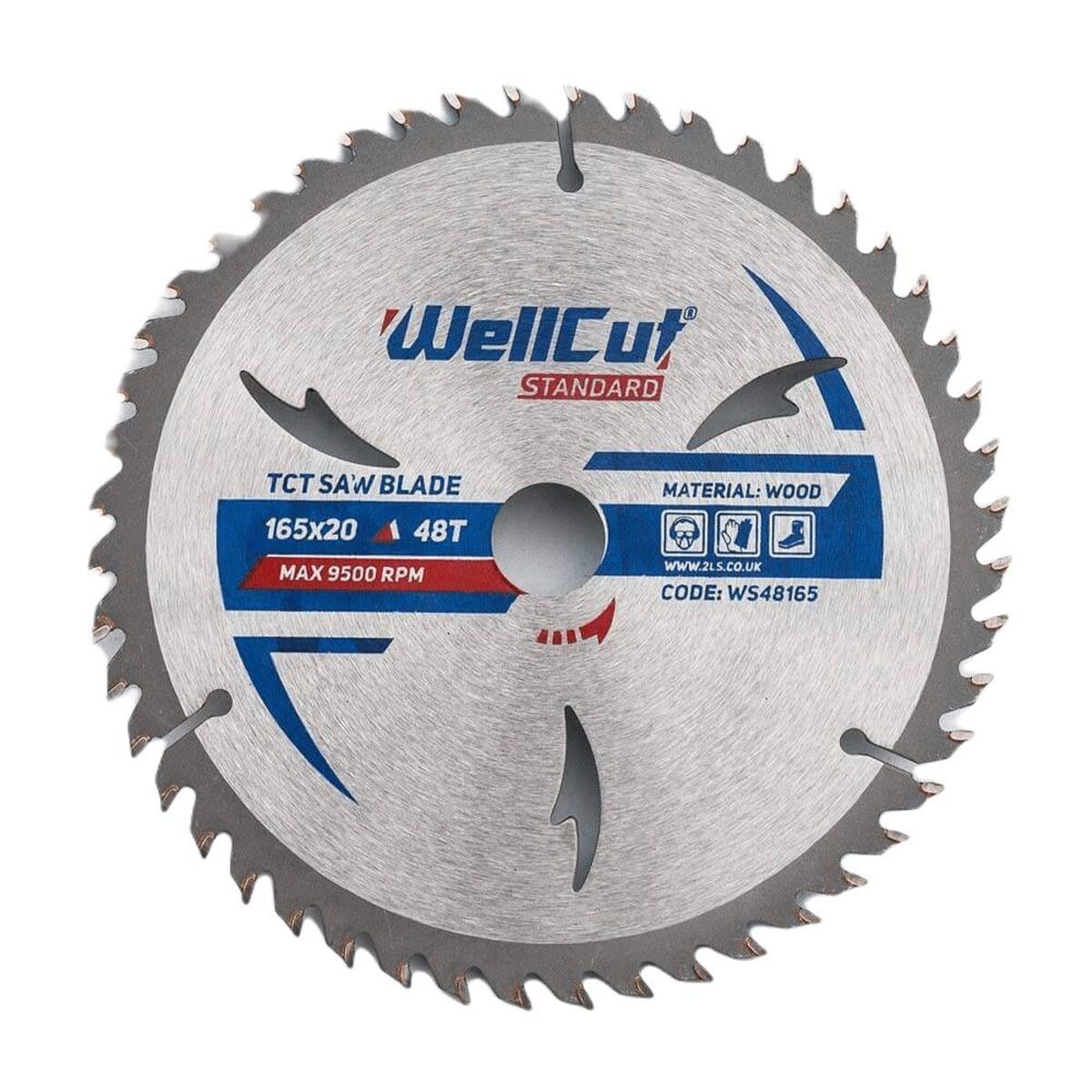Пильный диск по дереву WellCut Standard 165х20 мм 48Т 50 шт. (018004)