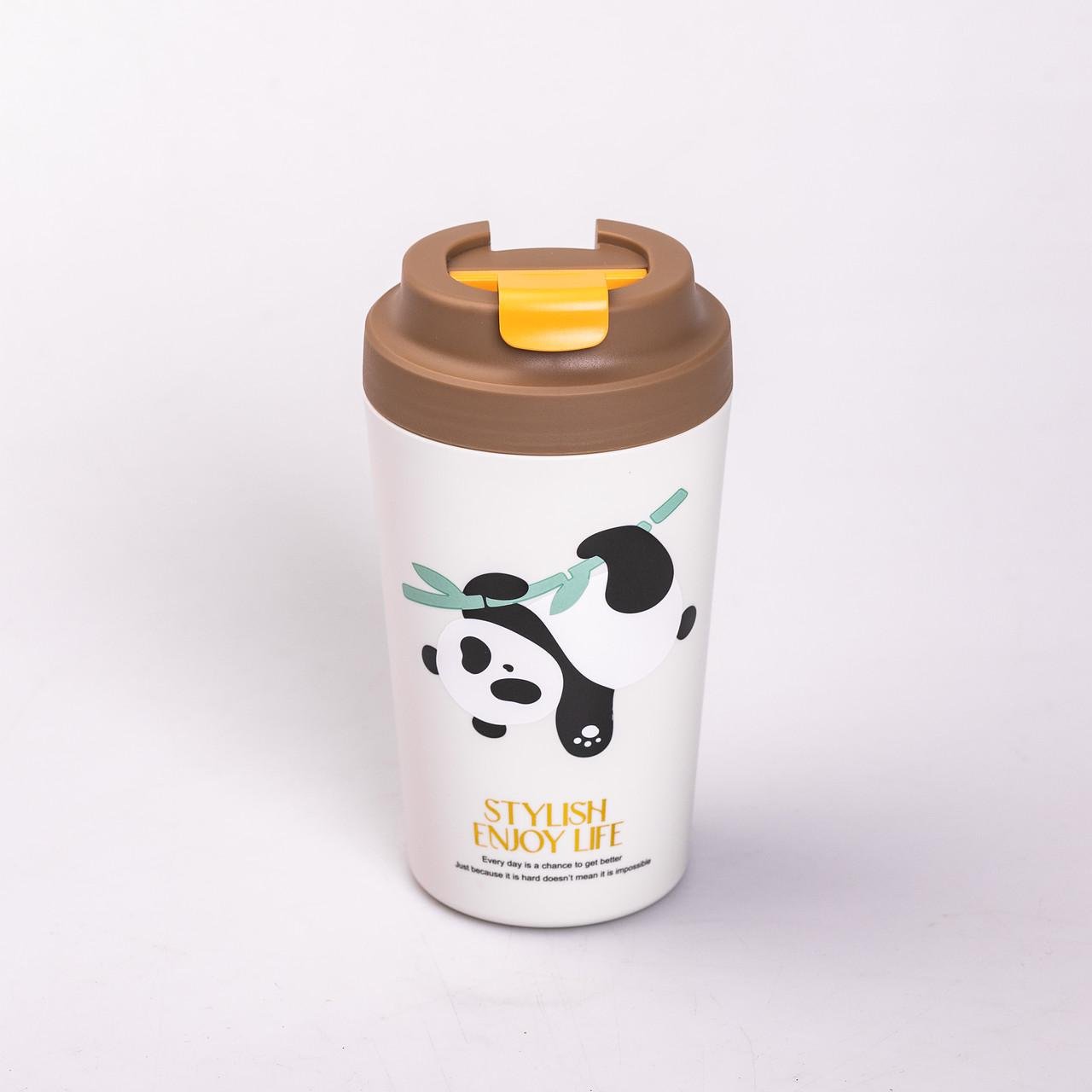 Термокружка Panda с керамической колбой 380 мл Коричневый (HP-14-12BR) - фото 2 Термокружка Panda с керамической колбой 380 мл Коричневый (HP-14-12BR) - фото 2