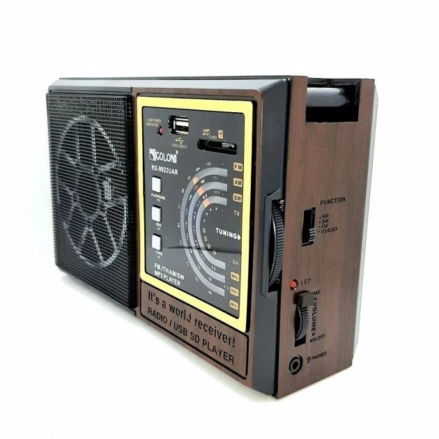 Радиоприемник аккумуляторный Golon RX-9922 USB/AUX FM/AM/SW Коричневый (ML-04748) - фото 3 Радиоприемник аккумуляторный Golon RX-9922 USB/AUX FM/AM/SW Коричневый (ML-04748) - фото 3
