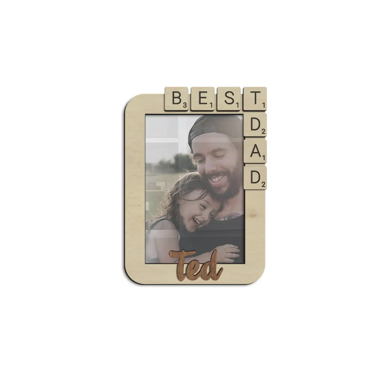 Фоторамка персоналізована Кращий тато на 1 фото Натуральний (best_dad)