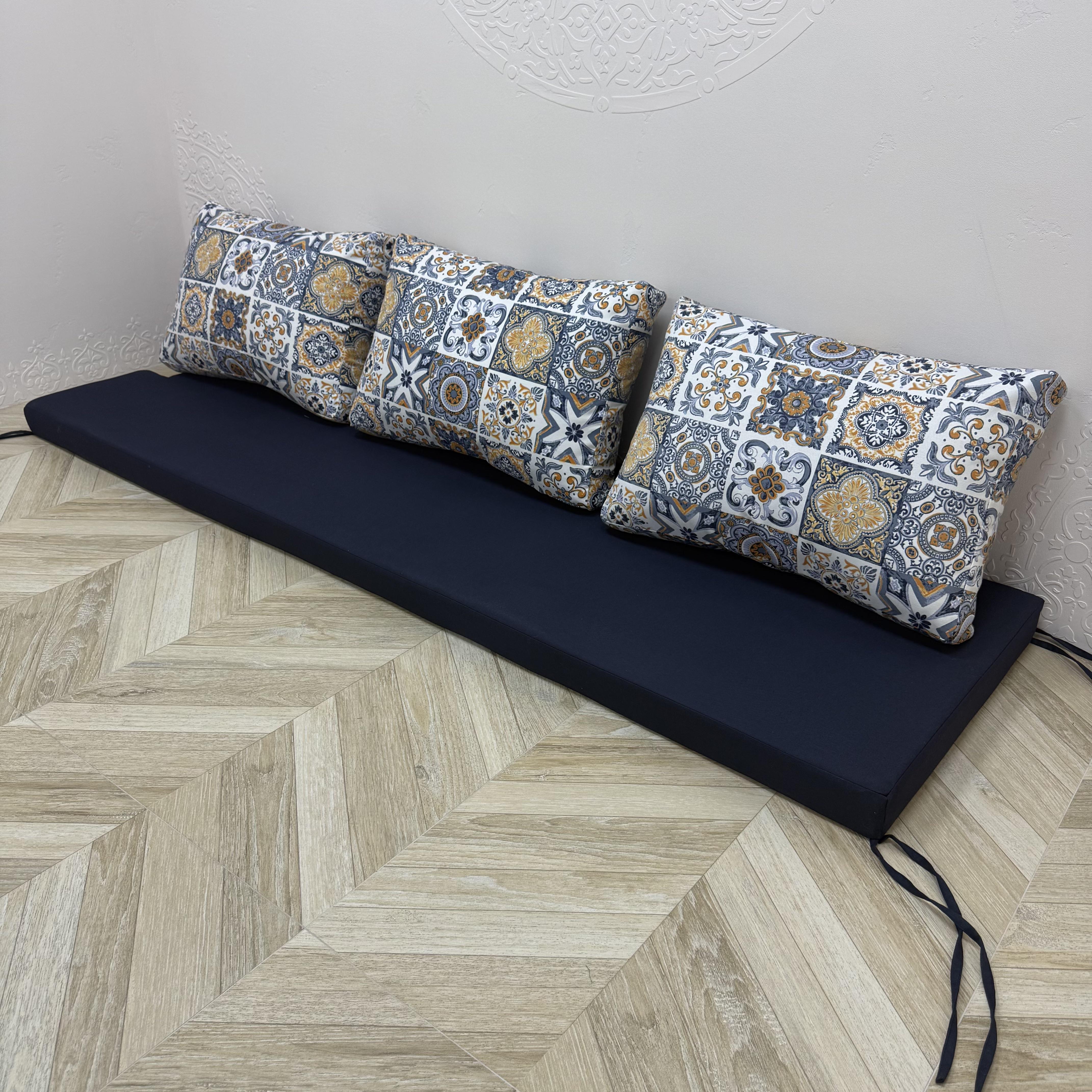 Комплект матрас с подушками Comfort Home Abstraction blue на поддоны/качели/каркасы/садовая мебель панама 120х60х40х8 см