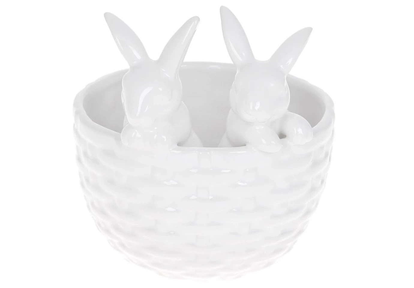 Ваза-кашпо декоративная керамическая BonaDi Кролик в корзине 15 см Белый (733-542)