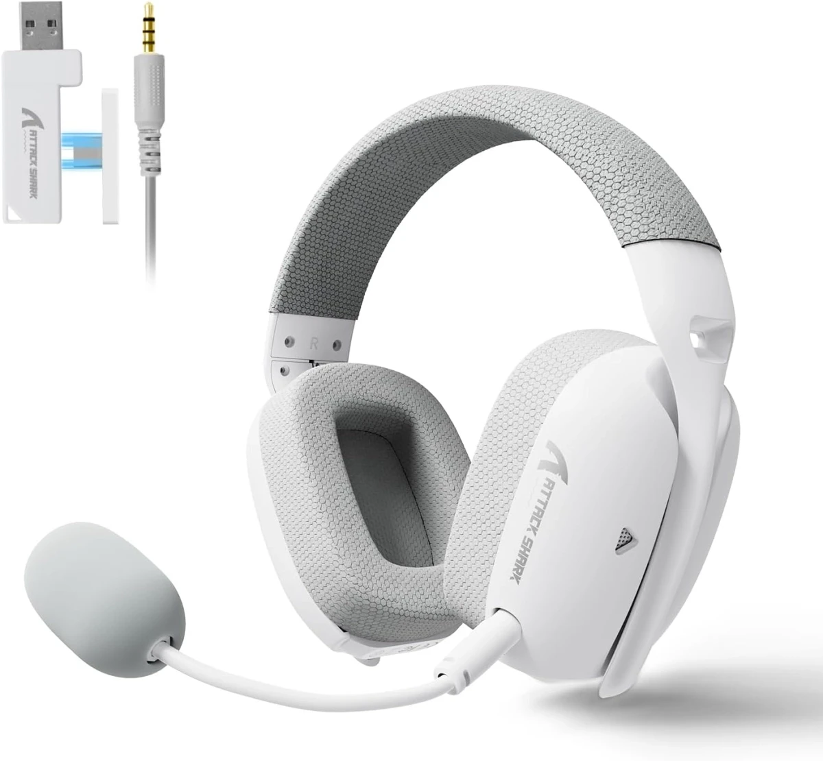 Наушники attack shark L80 PRO BT/2,4G динамика 40 мм White (32646400)