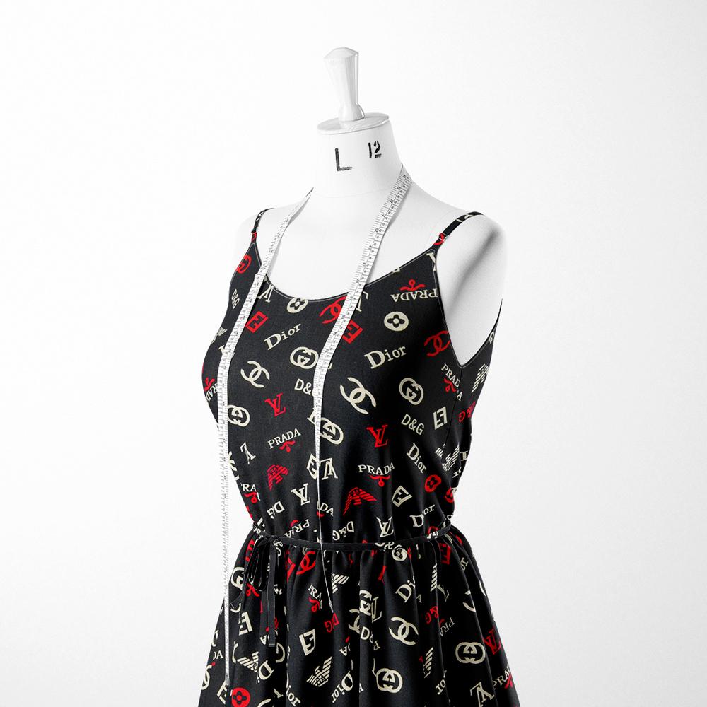 Ткань платевая вискоза штапель Бренд мульти 115 гр/м2 Черный (18211) - фото 3