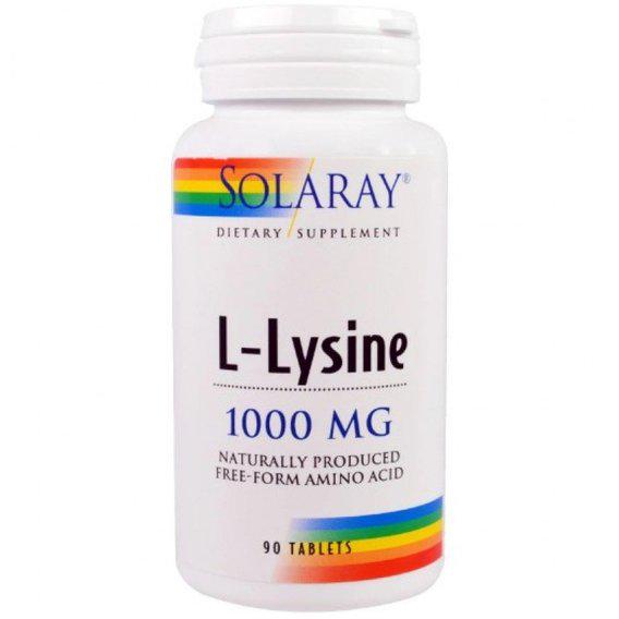 Амінокислота Лізін Solaray L-Lysine 1000 мл 90 Tabs (SOR-04860)