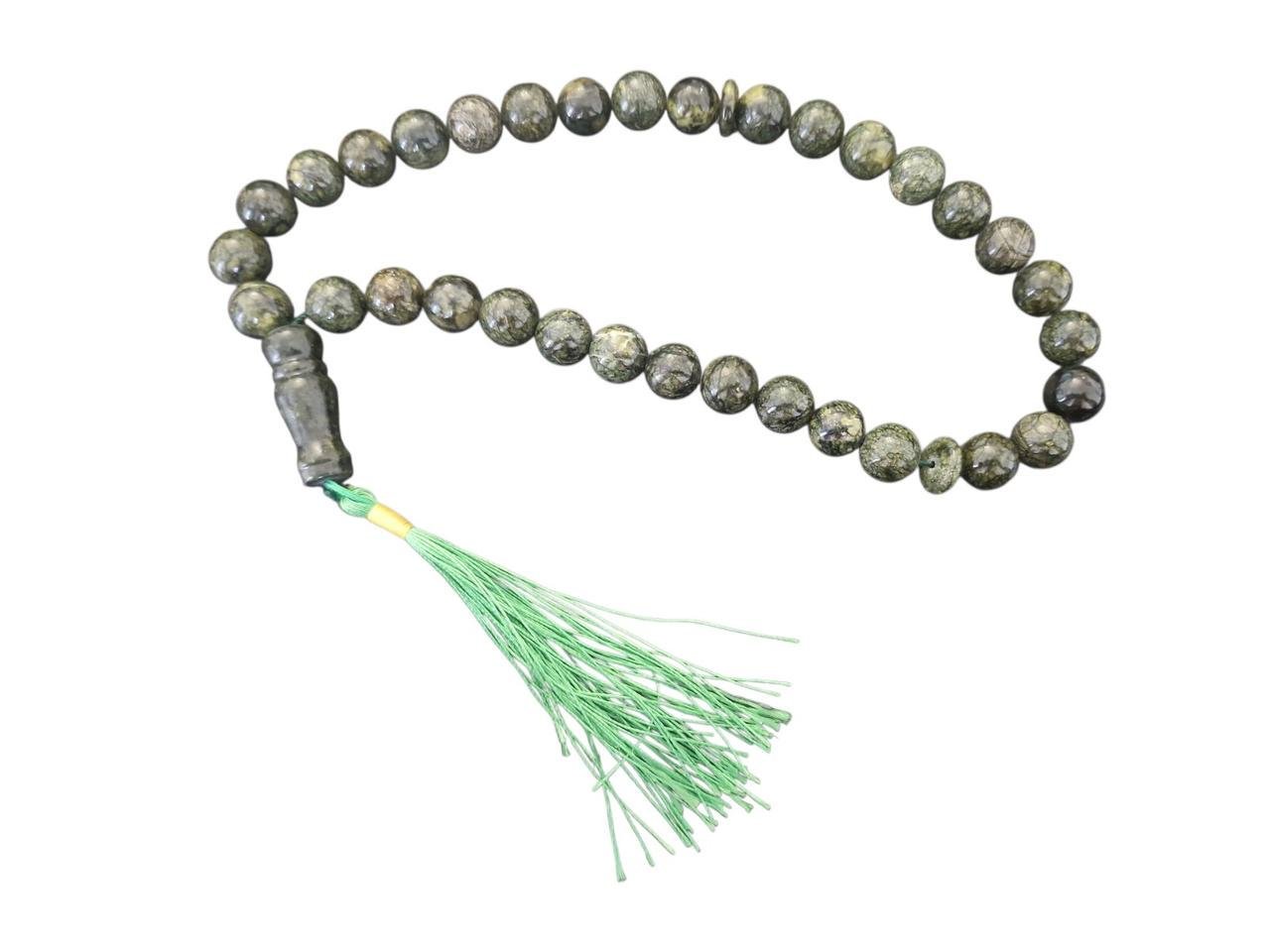 Четки Змеевик 33 бусины Темно-зеленый Четки Змеевик 33 бусины Темно-зеленый