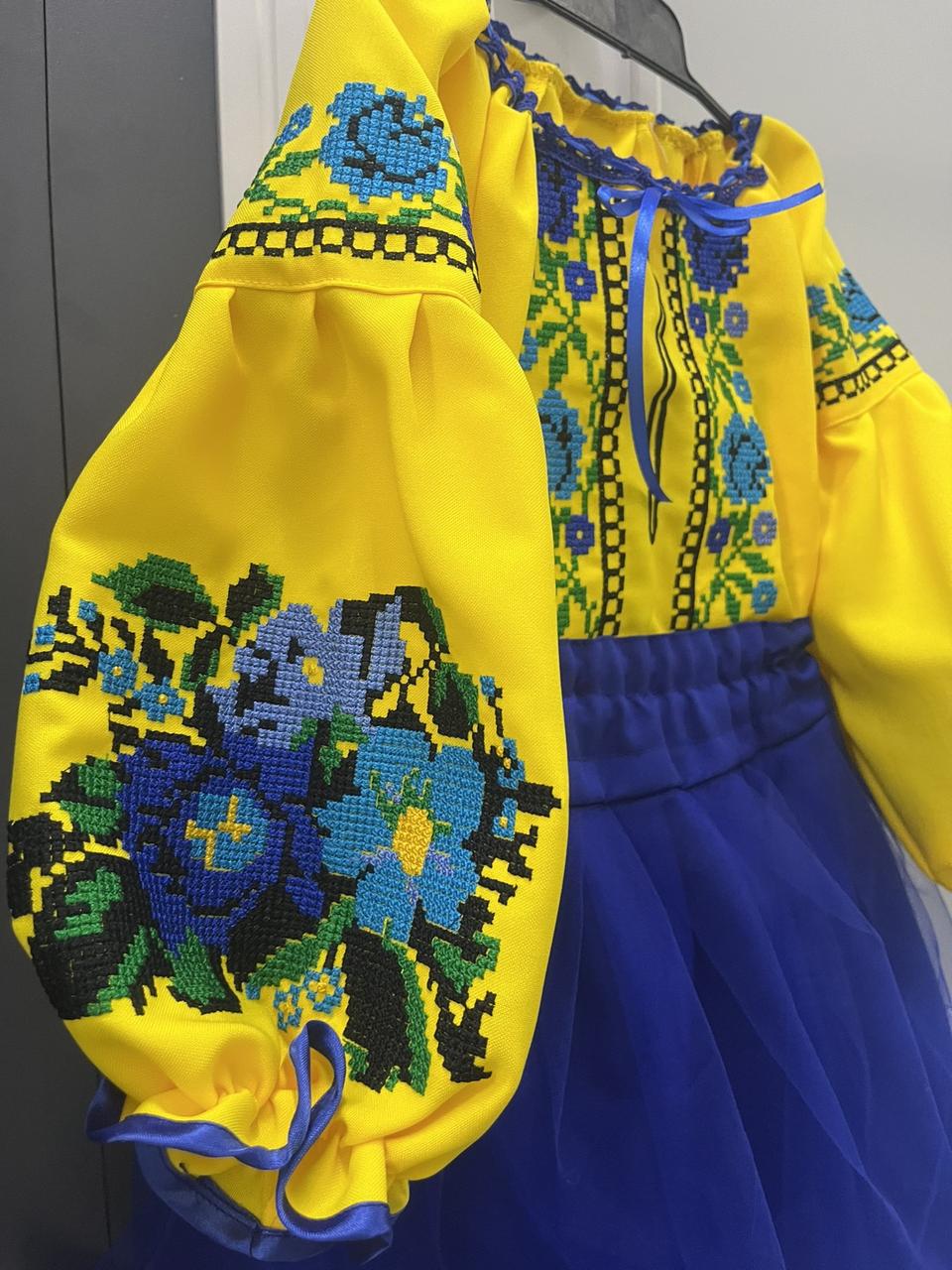 Костюм вышиванка для девочки классический 128-134 см Желто-синий - фото 4 Костюм вышиванка для девочки классический 128-134 см Желто-синий - фото 4