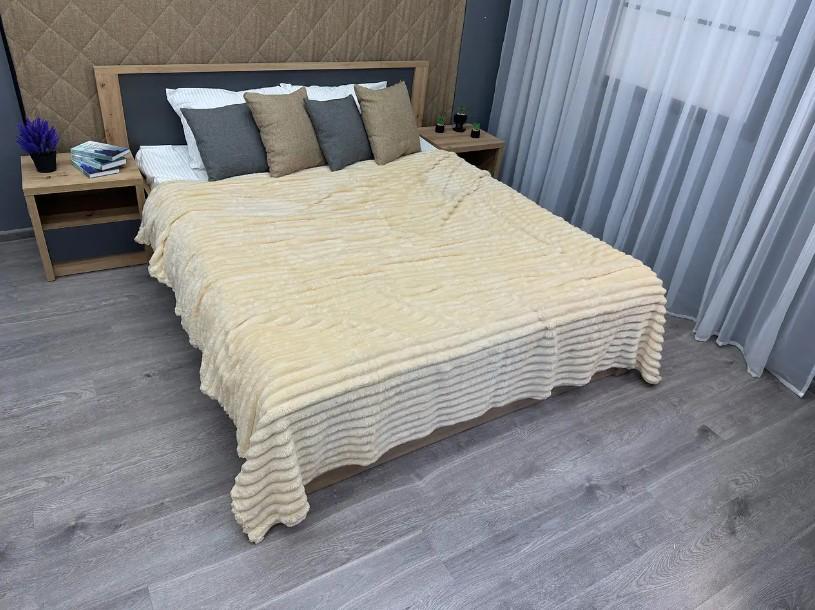 Покрывало велсофт Шарпей в полоску 200х230 см Кремовый (87-108) - фото 1 Покрывало велсофт Шарпей в полоску 200х230 см Кремовый (87-108) - фото 1