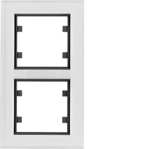 Рамка двухместная вертикальная Hager Lumina Passion Белое стекло (WL9120)