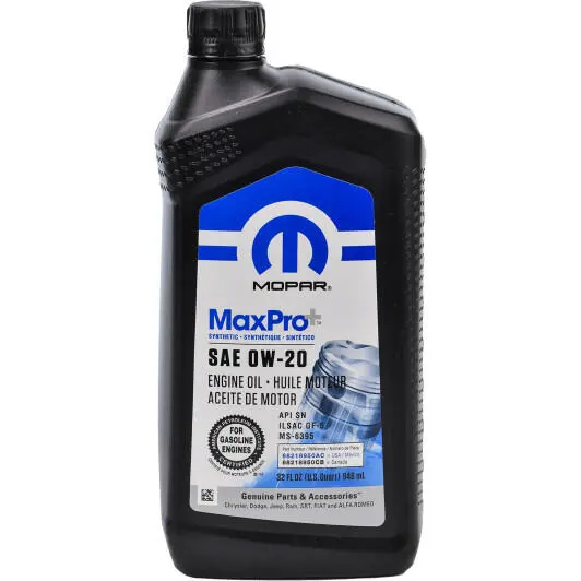 Моторное масло Mopar MaxPro Plus 0W-20 0,946 л (68218950ab)