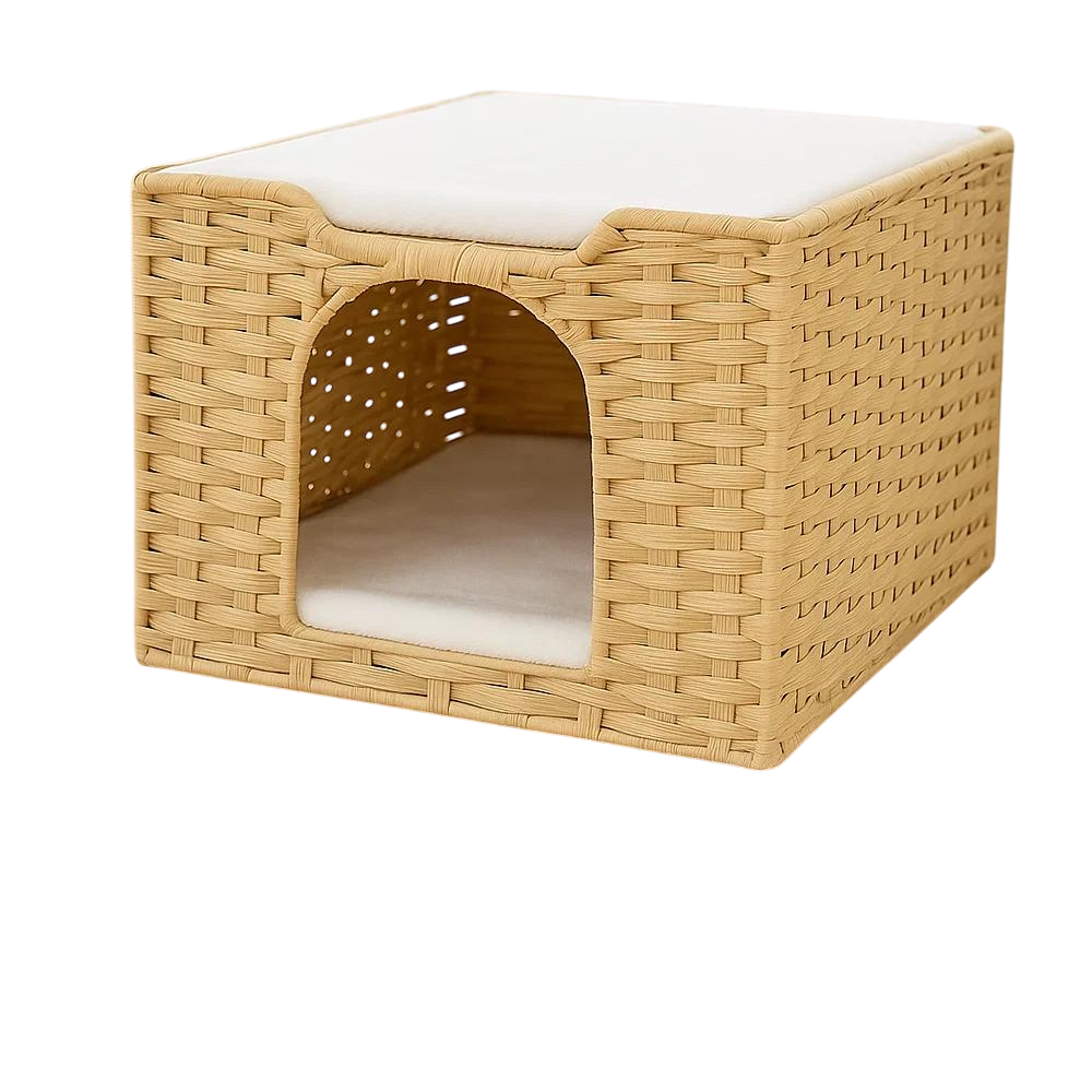 Домик для домашних животных Twinea плетеный из ротанга с двумя подушками (P048) Домик для домашних животных Twinea плетеный из ротанга с двумя подушками (P048)