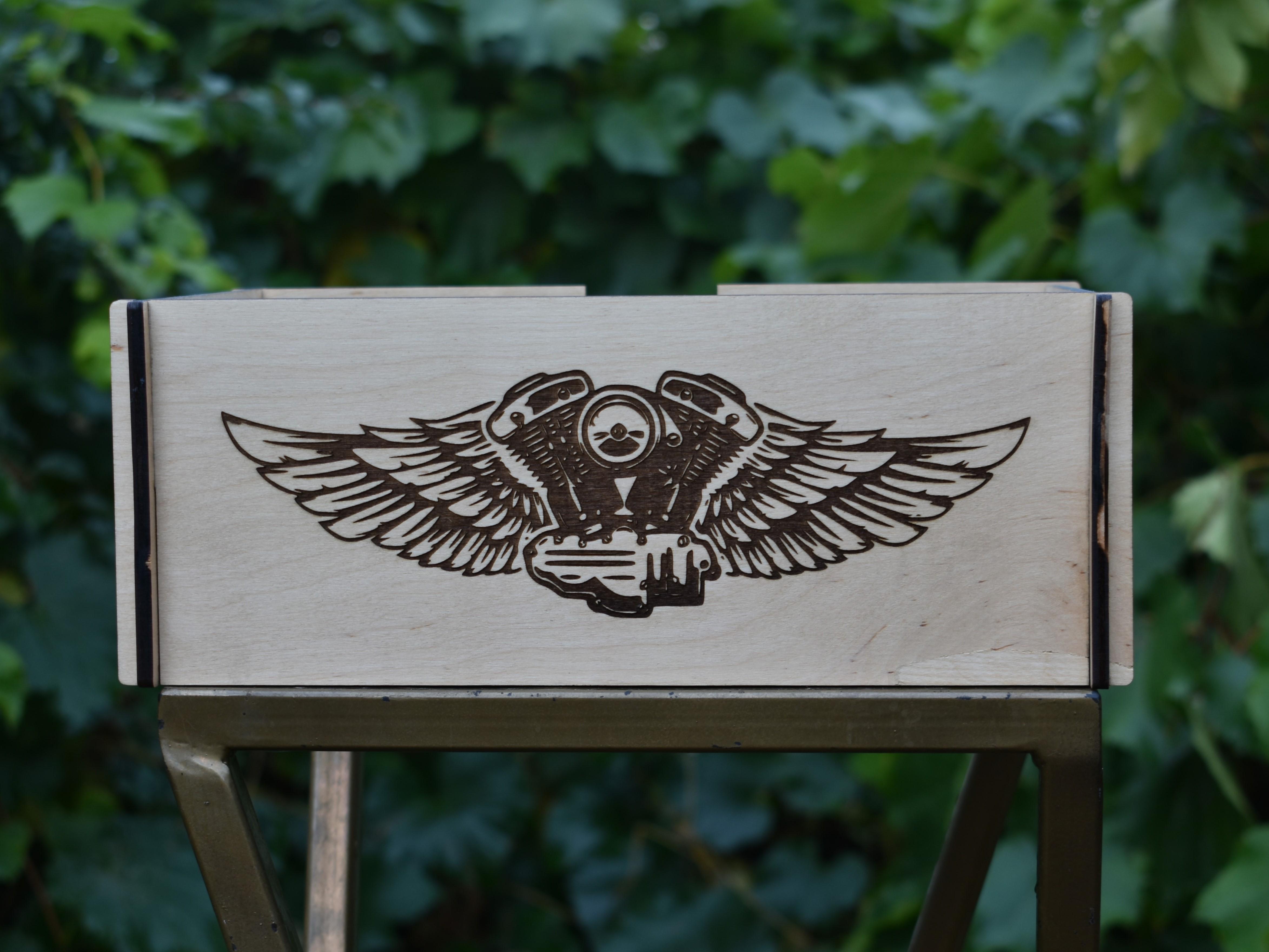 Подарочная коробка Мотоцикл 3D изображение деревянная с индивидуальной гравировкой (21347171) - фото 7