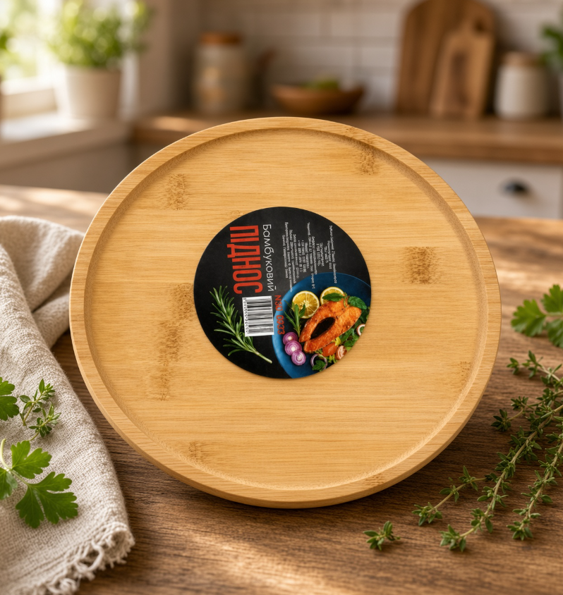 Поднос круглый бамбуковый 24x24x1 см (snt00049)