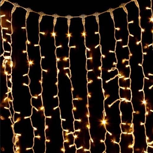 Гірлянда 240LED Водоспад White Hot 8 режимів, 2х2 м прозора ізоляція Box
