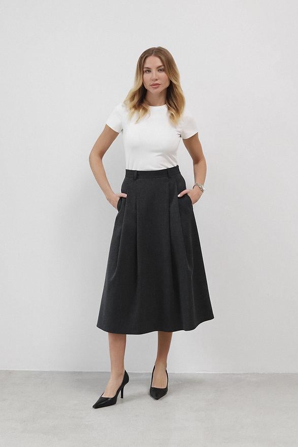 Спідниця міді в складку Дика Спідниця S Сірий (5050) - фото 5 Спідниця міді в складку Дика Спідниця S Сірий (5050) - фото 5