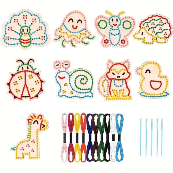 Набор для вышивания с деревянными фигурками животных и насекомых 24 шт.