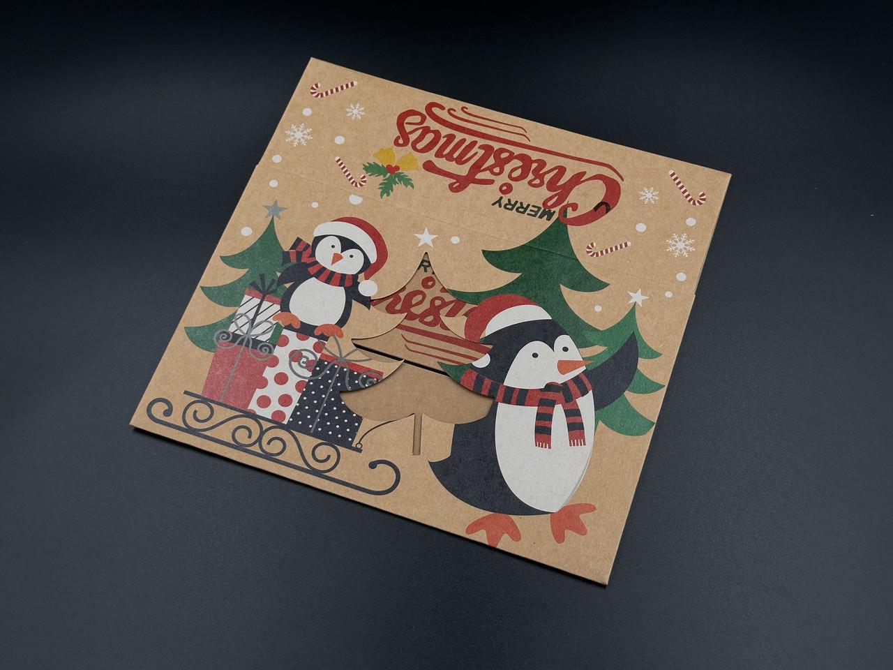 Коробка подарочная со смотровым окошком Елочка с принтом сборная картонная 22х14,5х7 см Крафт (OA-66) - фото 2 Коробка подарочная со смотровым окошком Елочка с принтом сборная картонная 22х14,5х7 см Крафт (OA-66) - фото 2