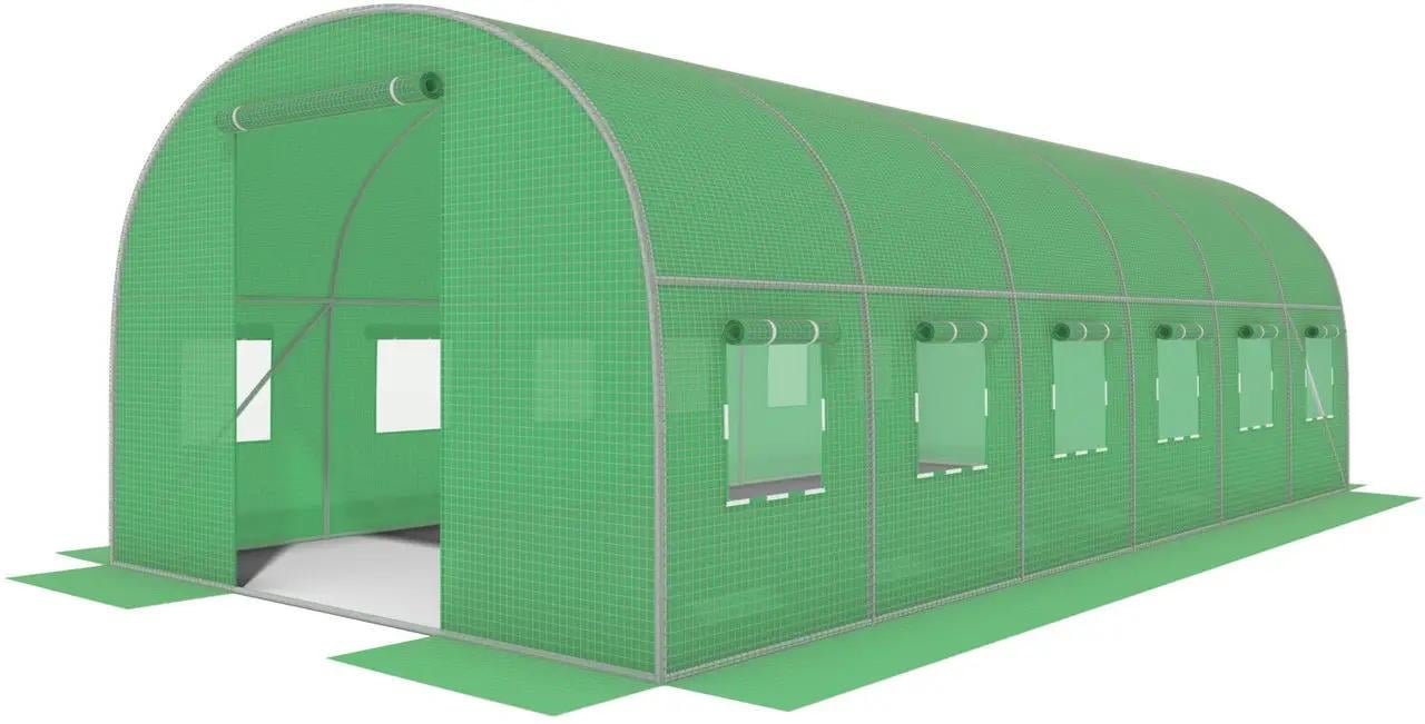 Теплица садовая FunFit Garden Green Tunnel 18 м2 с окнами и армированной пленкой 6х3х2 м Зеленый (VI-FFGT18GR)