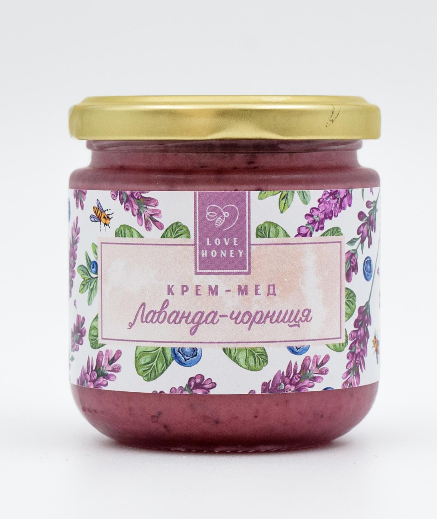 Крем-мед LOVE HONEY з натурального меду без цукру Лаванда-чорниця 250 г (14757201)