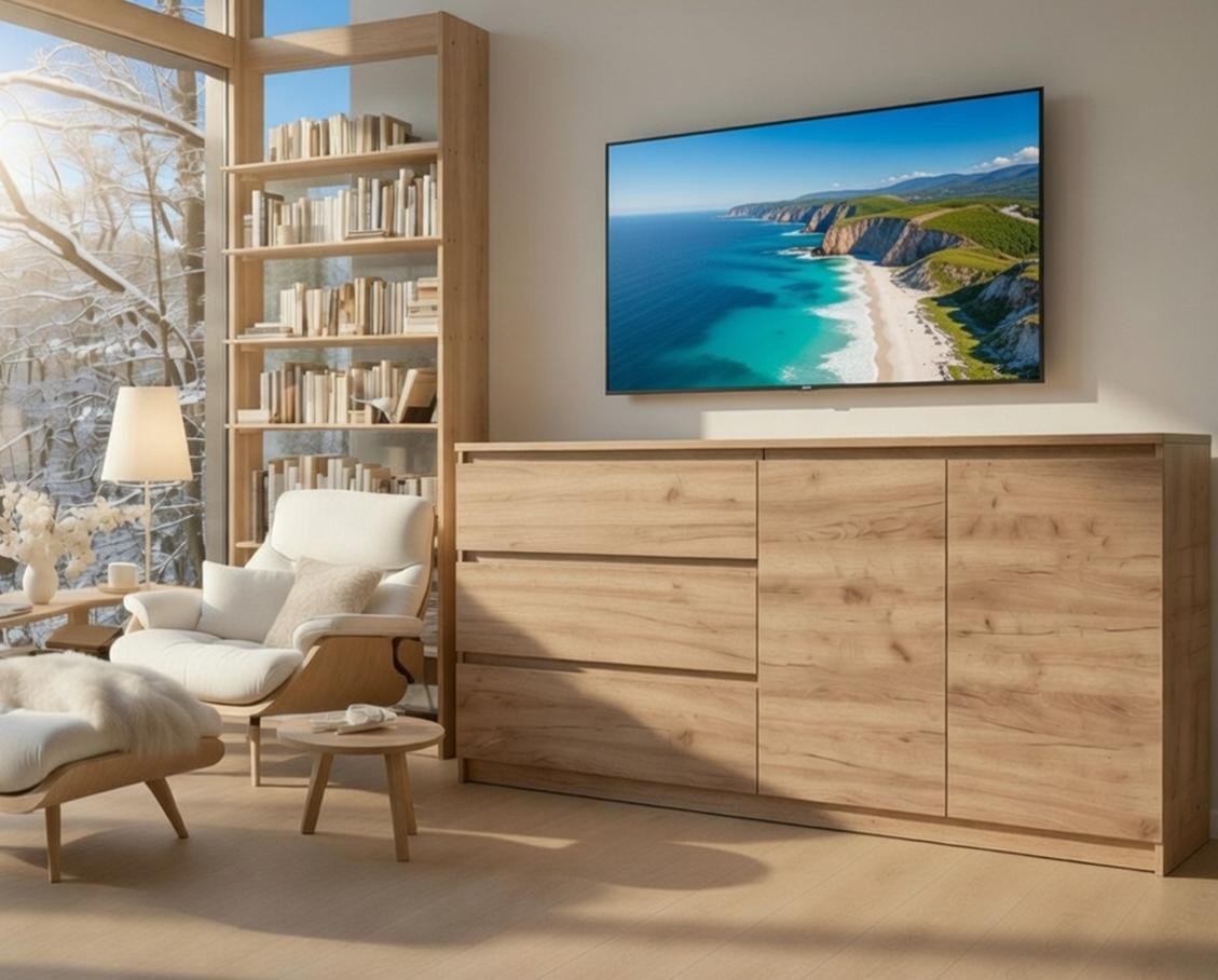 Комод Мастер Форм Брайт телескопические направляющие правосторонний ДСП 1600/44 1580 158х37,6х73 см Дуб крафт золотой Комод Мастер Форм Брайт телескопические направляющие правосторонний ДСП 1600/44 1580 158х37,6х73 см Дуб крафт золотой