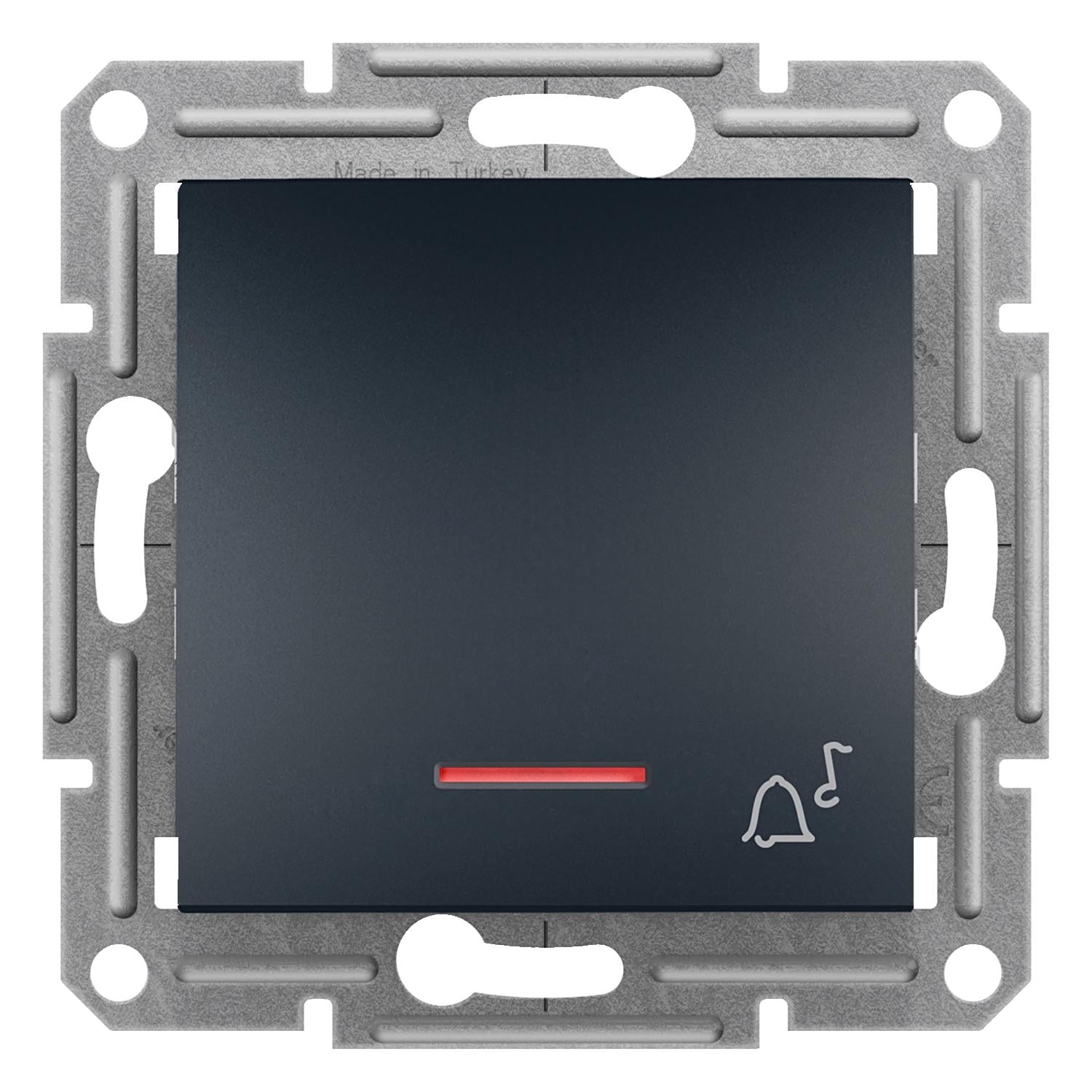 Вимикач кнопковий Schneider Electric Asfora з символом Дзвоник з підсвіткою Антрацитовий (EPH1700171)