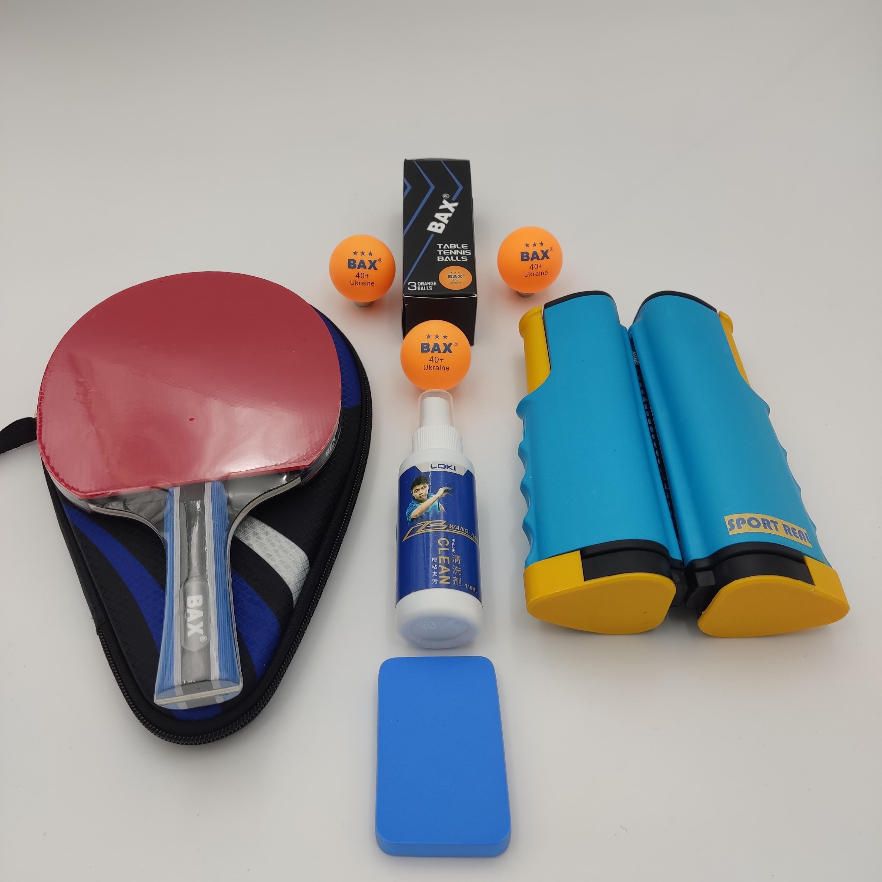 Ракетка для настільного тенісу Bax у чохлі з сіткою/набором для чищення/м'ячиками 3 шт. (151311+151315+151312+151306+151307)