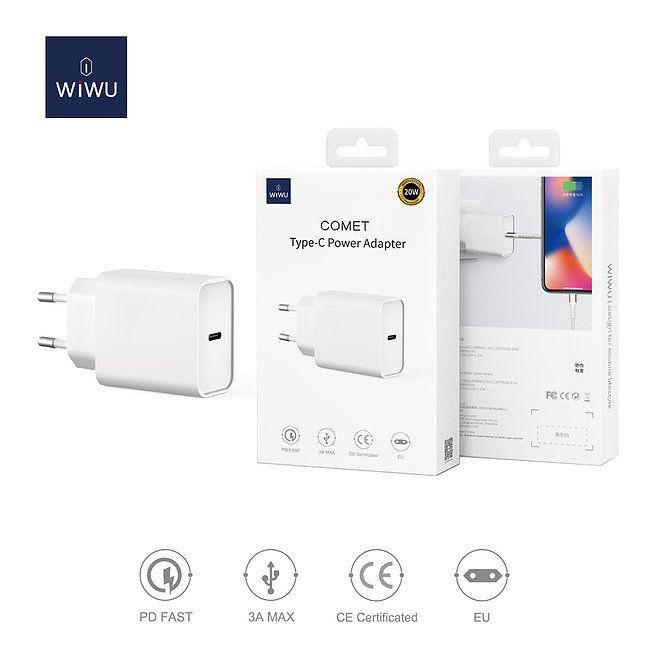 Сетевое зарядное устройство адаптер WIWU Wall Charger 20 W Type-C блок питания для телефона - фото 2