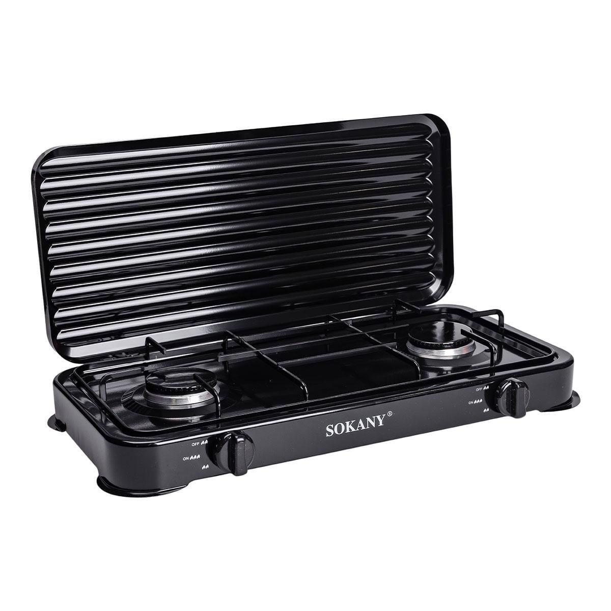 Плита газова Sokany на 2 конфорки 4,4 кВт Чорний (SK-6002)