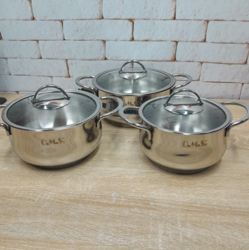 Набір каструль OMS з нержавіючої сталі 6 предметів (1032-S) - фото 6