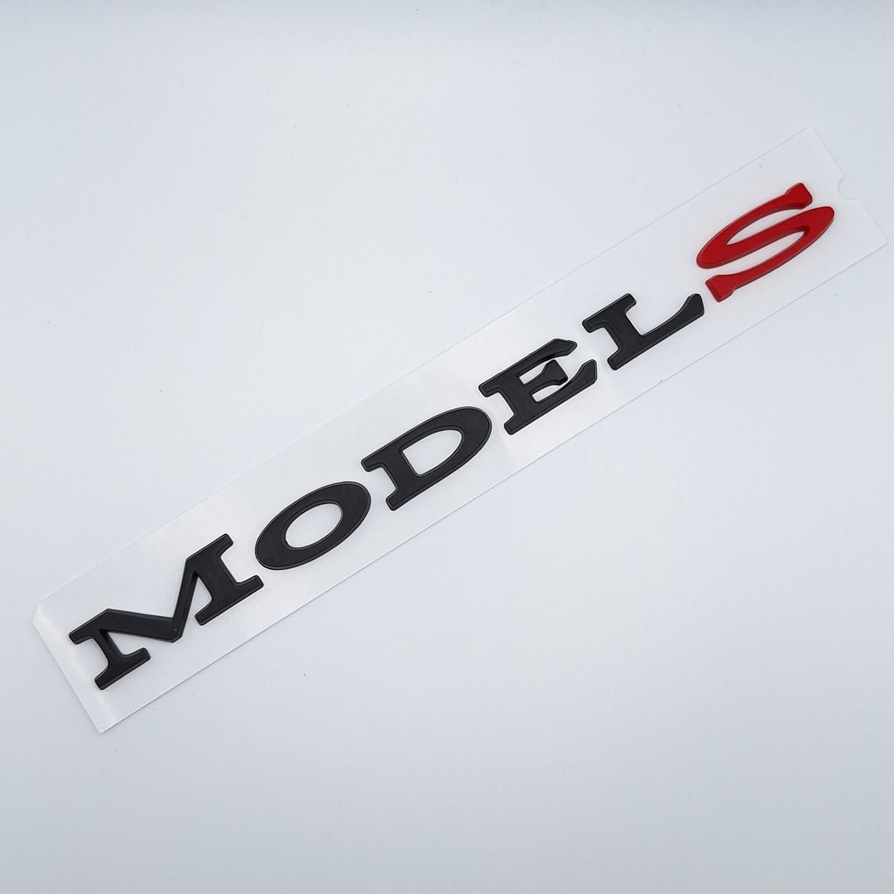 Емблема напис Model S Tesla Чорний/Червоний матовий (1998676233)