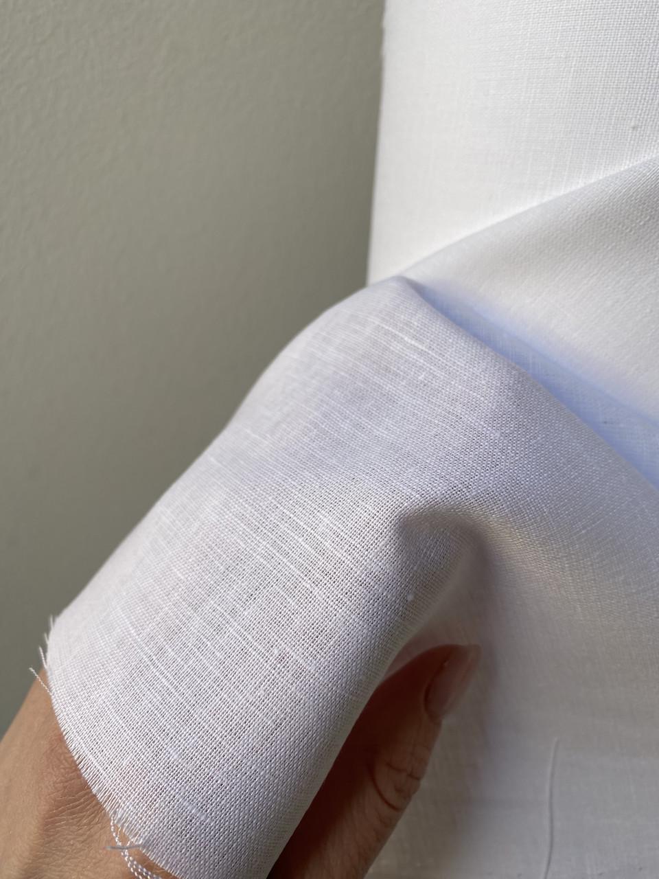 Ткань рубашечная LINEN PLUS 50% льна и 50% хлопка 143 см 101 Белый - фото 10
