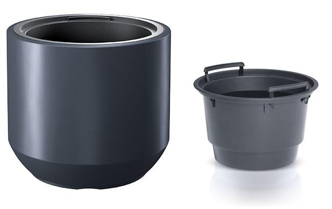 Горшок для цветов Prosperplast HEOS H-35см круглый с вкладышем Антрацитовый - фото 1