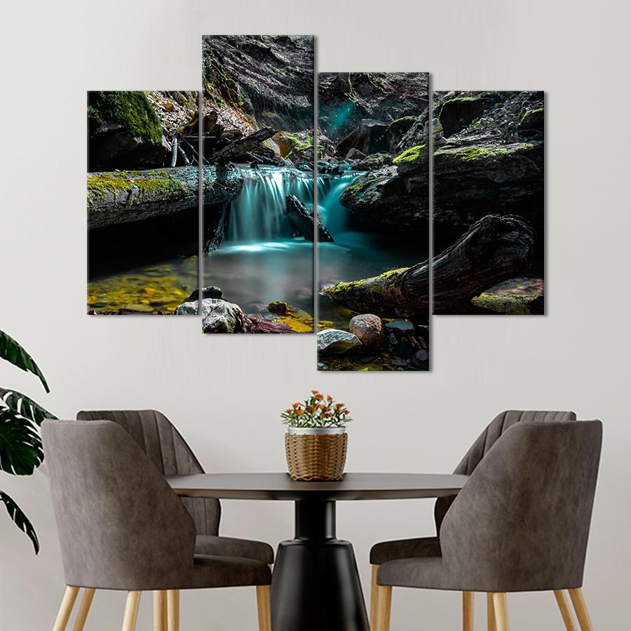 Картина природа Маленький водопад среди леса 149x106 см (A1144-4)