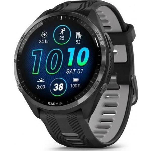 Смарт-годинник Garmin Forerunner 965 Carbon Gray Titanium Bezel w. Blk Case Blk/Powder Gray S. Band (010-02809-00/10/80)