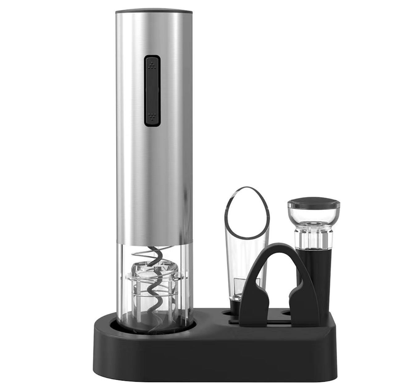 Набор для вина электрический штопор с аэратором/пробка/нож для фольги/база-подставка (23a-861)