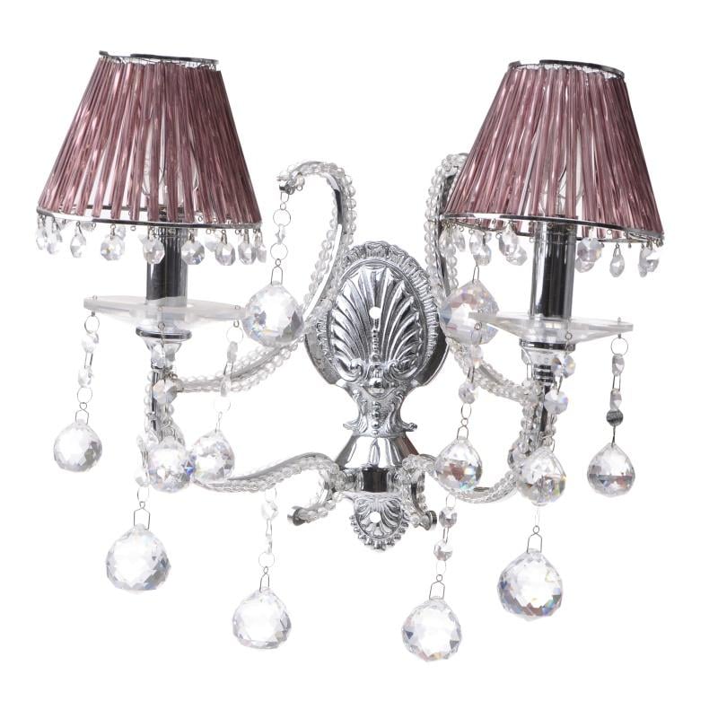 Бра настенное накладное Brille BCL-280W/2 E14 хрустальное классическое с абажуром