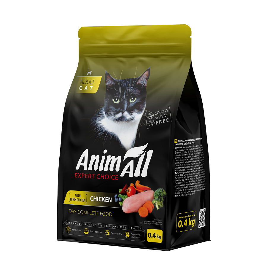 Корм сухой для кошек AnimAll Полнорационный со свежей курицей 0,4 кг (2998381772) Корм сухой для кошек AnimAll Полнорационный со свежей курицей 0,4 кг (2998381772)