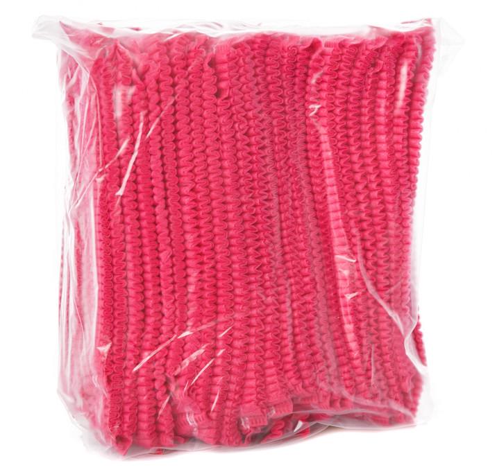 Шапочки одноразові Etto кульбабка спанбонд на подвійній резинці 100 шт. Рожевий (00084)