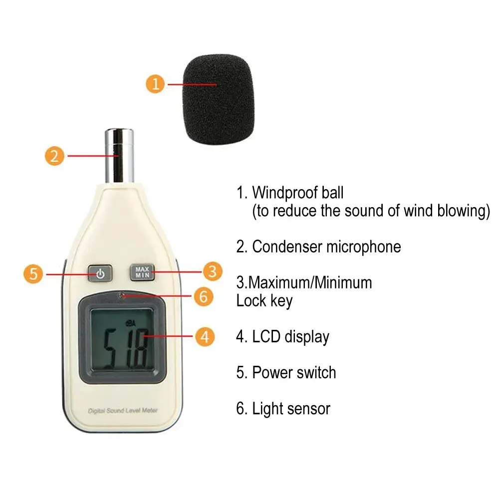 Вимірювач рівня звуку цифровий 30-130 дБ - фото 9