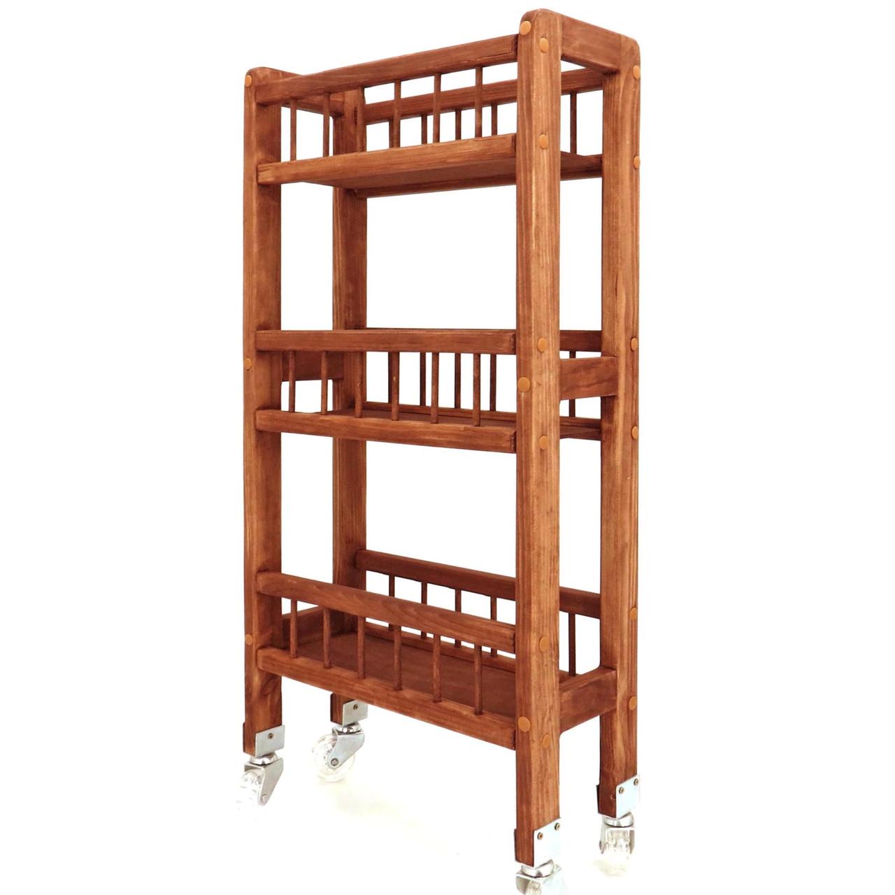 Этажерка для ванной из дерева на колесиках Ламонт Шафран (АБТ-005806)