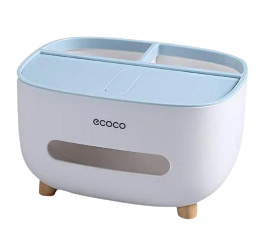 Органайзер для салфеток Tissue box AND-117 с подставкой для телефона Белый/Голубой (25252737)