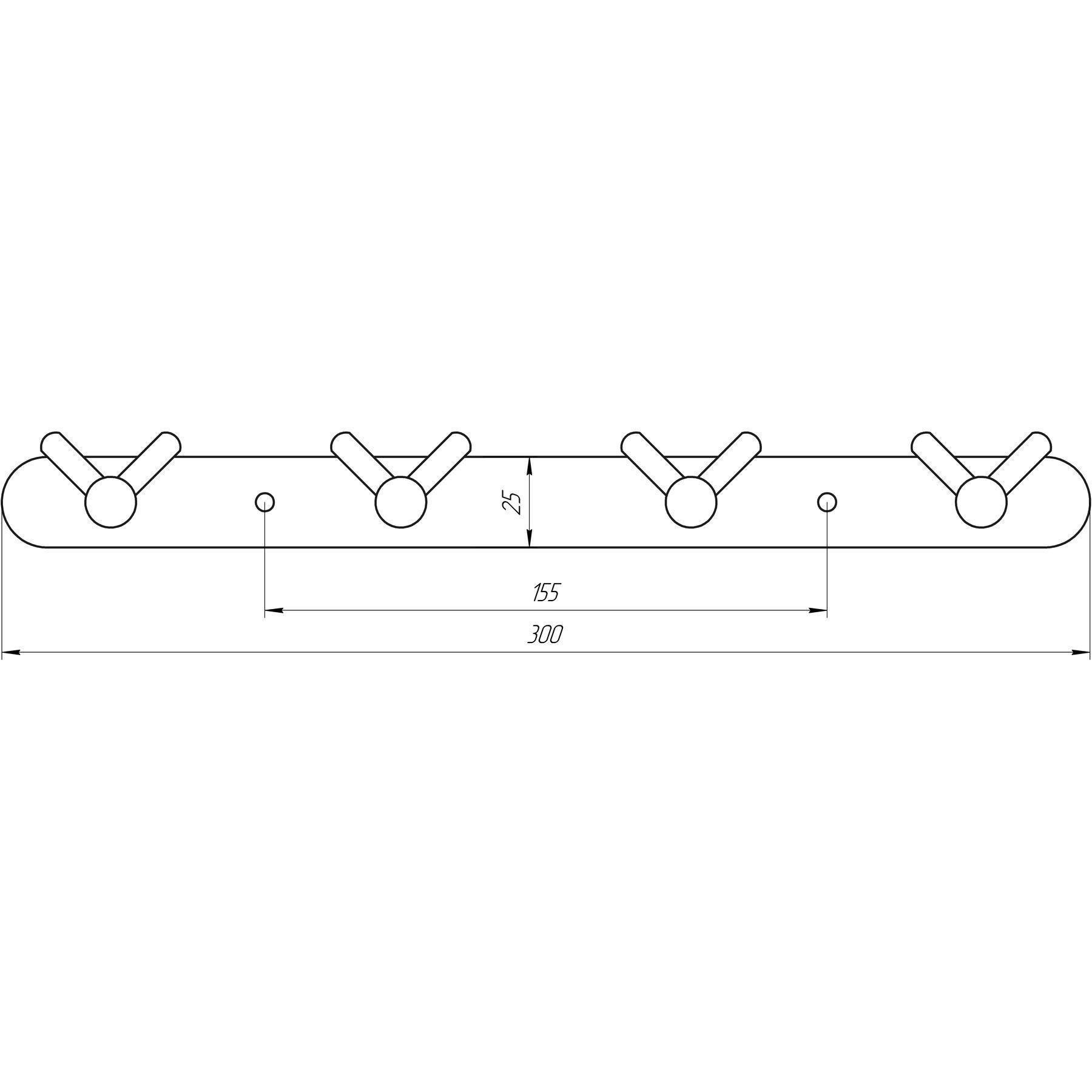 Планка з гачками Globus Lux BS8435-4 SUS304 Чорний матовий (000022214) - фото 4