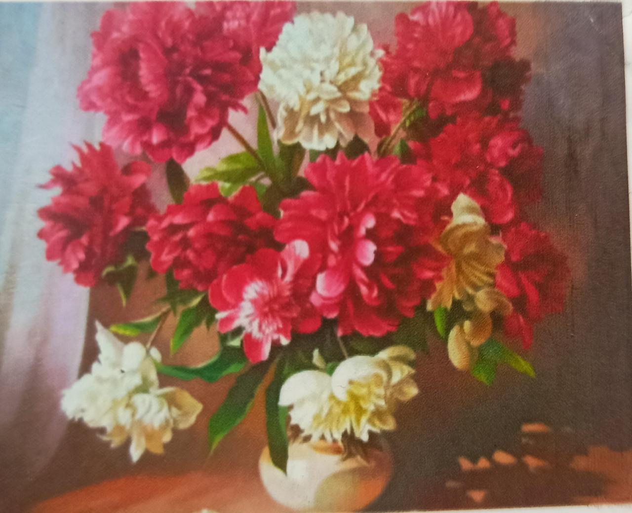 Алмазна вишивка Букет півонії у вазі повна викладка 5D 30х40 см (1584830262)